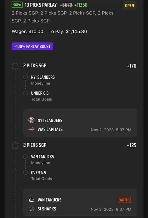 nhl parlay of the day